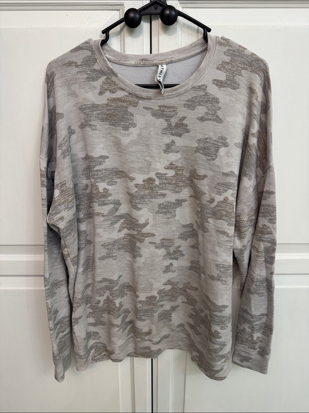 Athleta Neutral & Light Gray Camouflage Crewneck. Comfy athletic